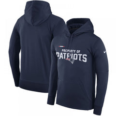 Men's New England Patriots Navy Sideline Property Of Performance Pullover Hoodie 