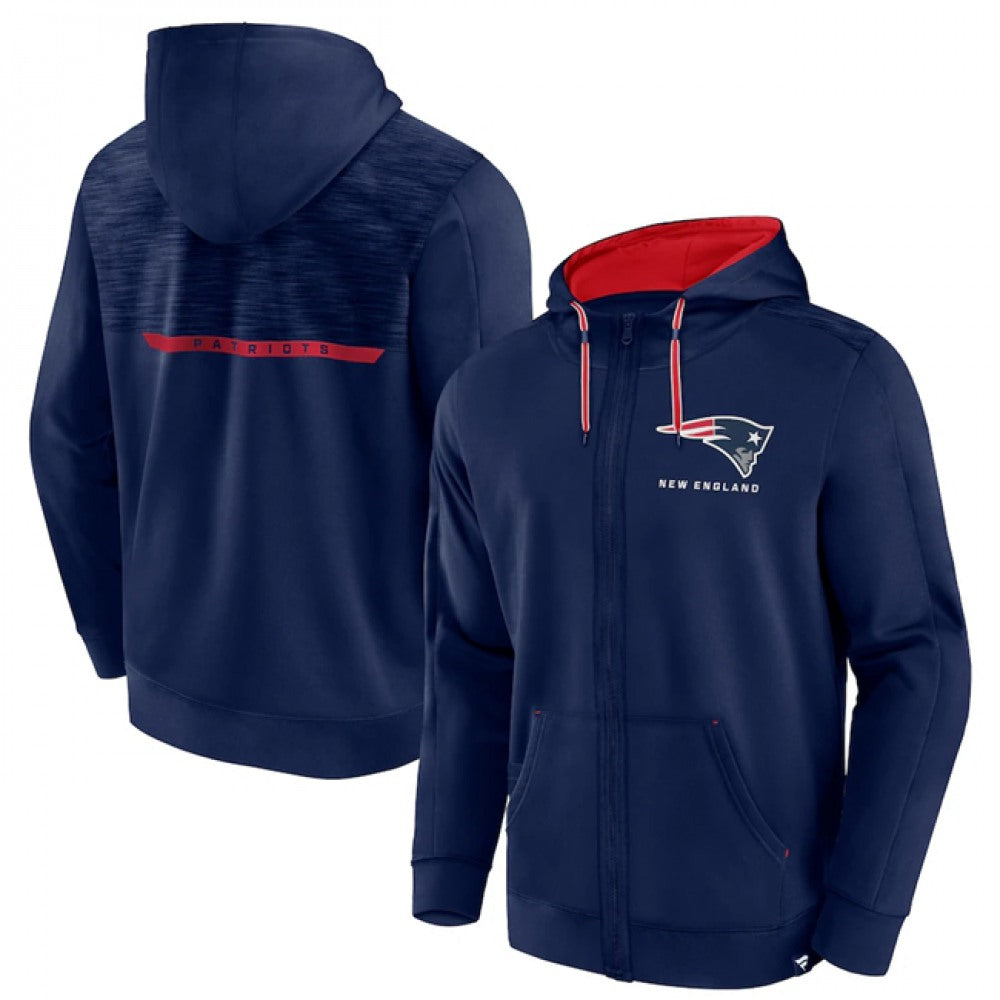 Men's New England Patriots Navy Defender Evo Full-Zip Hoodie 
