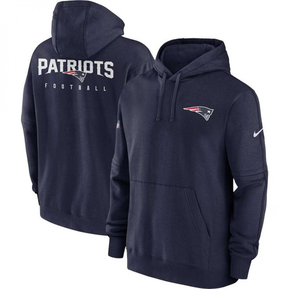 Men's New England Patriots Navy Sideline Club Fleece Pullover Hoodie 