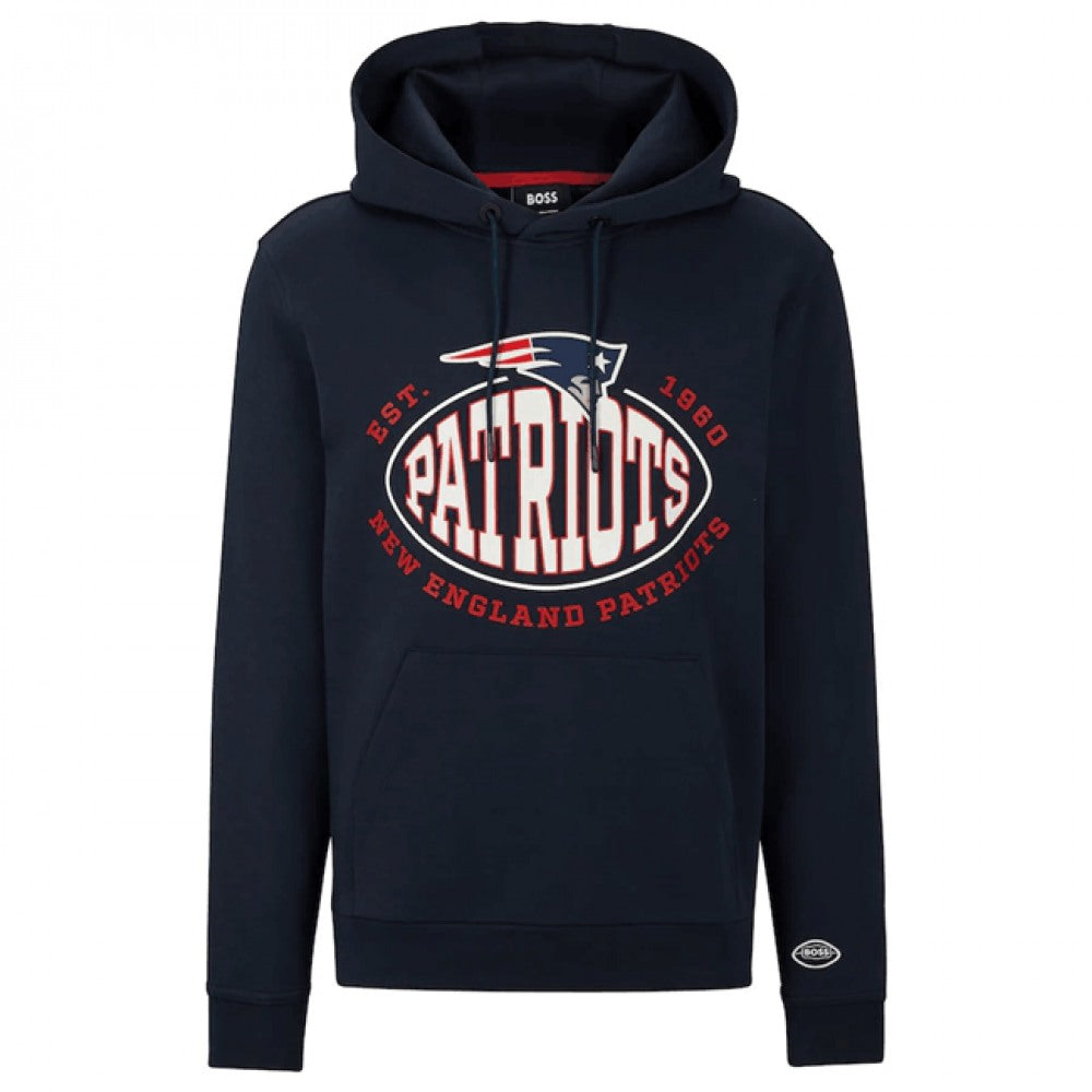 Men's New England Patriots Navy BOSS X Touchback Pullover Hoodie 