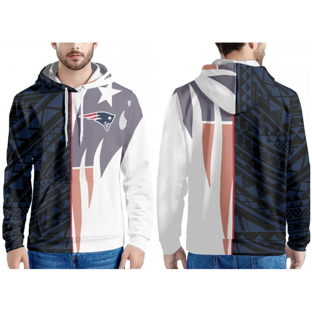 Men's New England Patriots Navy/Black/White Pullover Hoodie 