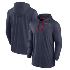 Men's New England Patriots Navy Sideline Pop Performance Pullover Long Sleeve Hoodie T-Shirt 