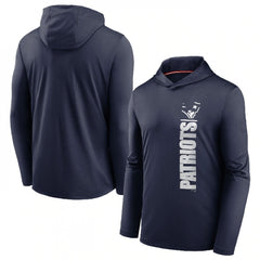 Men's New England Patriots Navy Fan Gear Team Stack Hoodie Performance Long Sleeve T-Shirt 