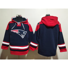 Men's New England Patriots Blank Navy Ageless Must-Have Lace-Up Pullover Hoodie 