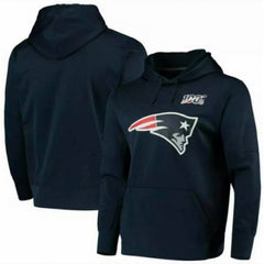 Men's New England Patriots Navy Whith 100th Anniversary Patch Hoodie 