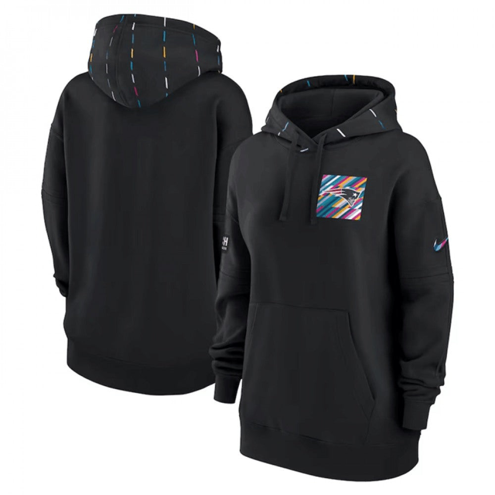 Women's New England Patriots Black 2023 Crucial Catch Club Pullover Hoodie(Run Small) 