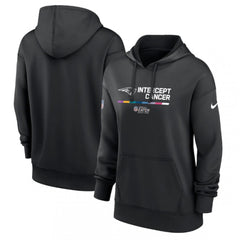 Women's New England Patriots 2022 Black NFL Crucial Catch Therma Performance Pullover Hoodie(Run Small) 