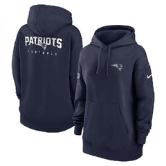 Women's New England Patriots Navy Sideline Club Fleece Pullover Hoodie(Run Small) 