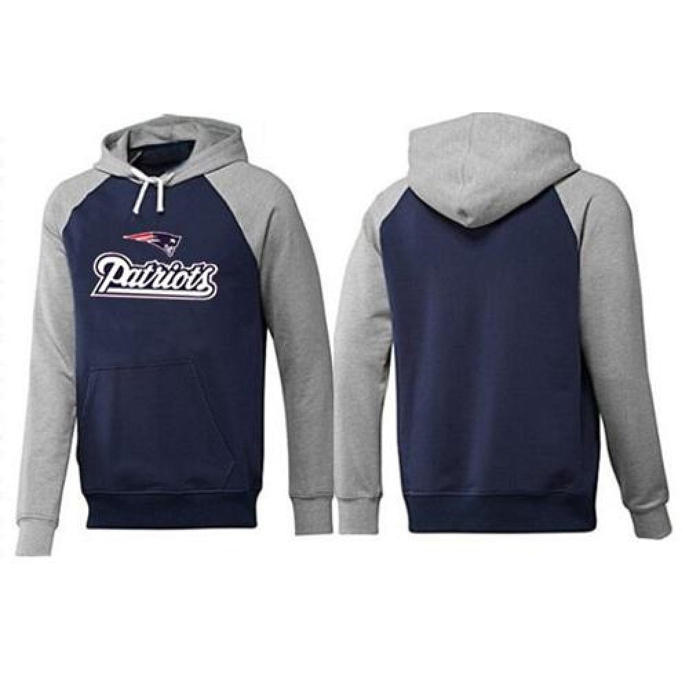 New England Patriots Authentic Logo Pullover Hoodie Dark Blue & Grey 