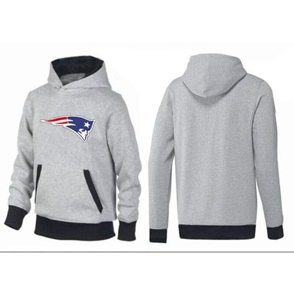 New England Patriots Logo Pullover Hoodie Grey & Black 