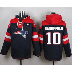 Patriots #10 Jimmy Garoppolo Navy Blue Player Pullover NFL Hoodie 