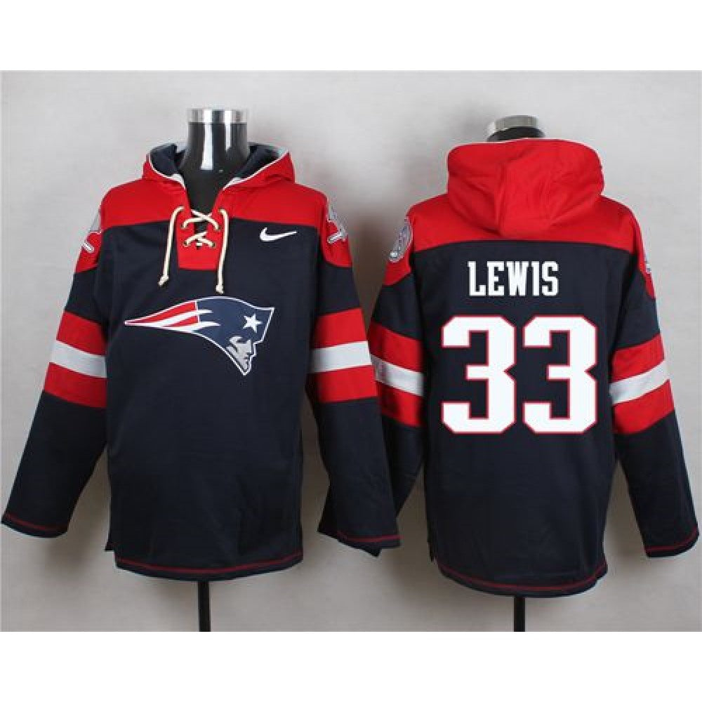 Patriots #33 Dion Lewis Navy Blue Player Pullover NFL Hoodie 