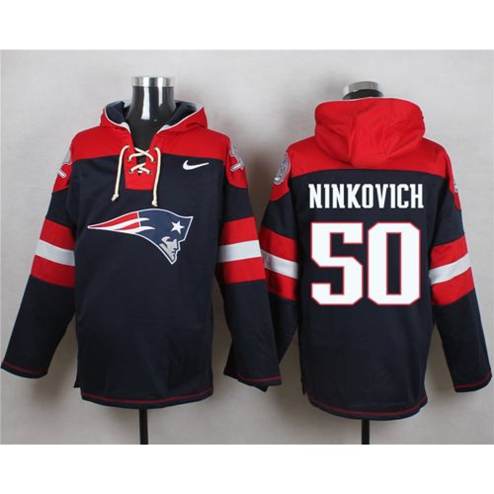 Patriots #50 Rob Ninkovich Navy Blue Player Pullover NFL Hoodie 