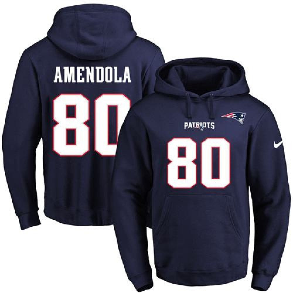 Patriots #80 Danny Amendola Navy Blue Name & Number Pullover NFL Hoodie 