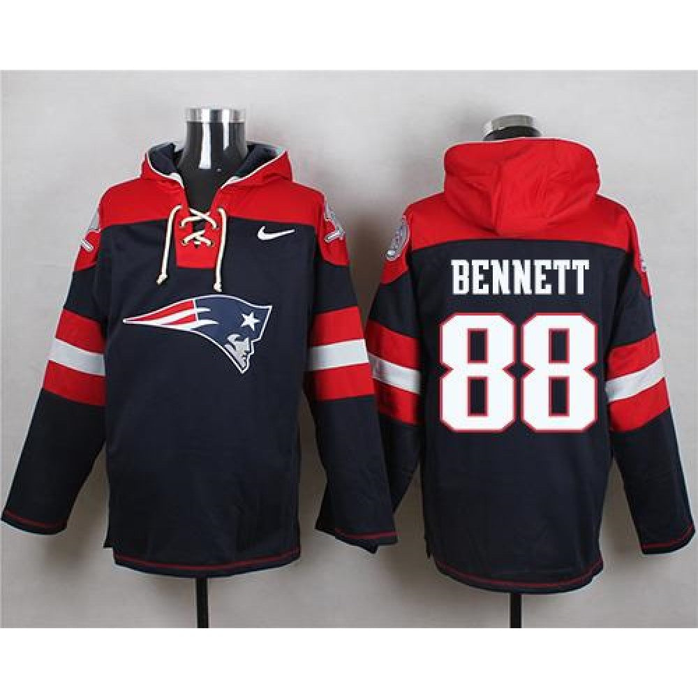 Patriots #88 Martellus Bennett Navy Blue Player Pullover NFL Hoodie 