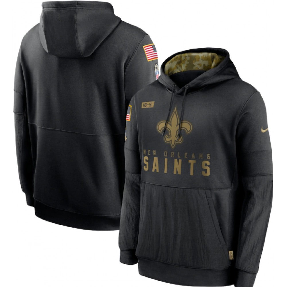 Men's New Orleans Saints 2020 Black Salute to Service Sideline Performance Pullover Hoodie 
