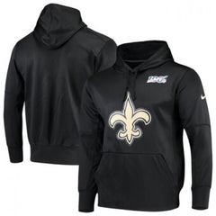 Men's New Orleans Saints Black 100th Season Primary Logo Circuit Performance Pullover Hoodie 