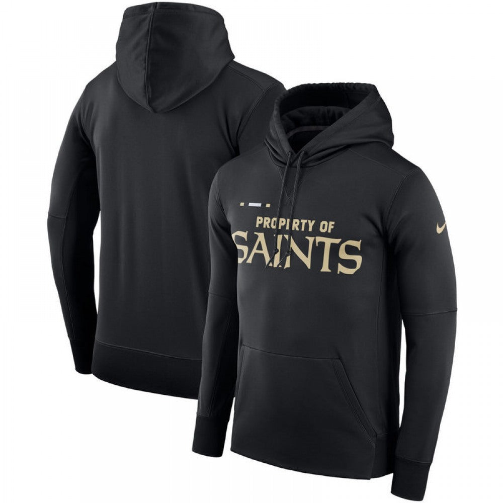 Men's New Orleans Saints Black Sideline Property Of Performance Pullover Hoodie 