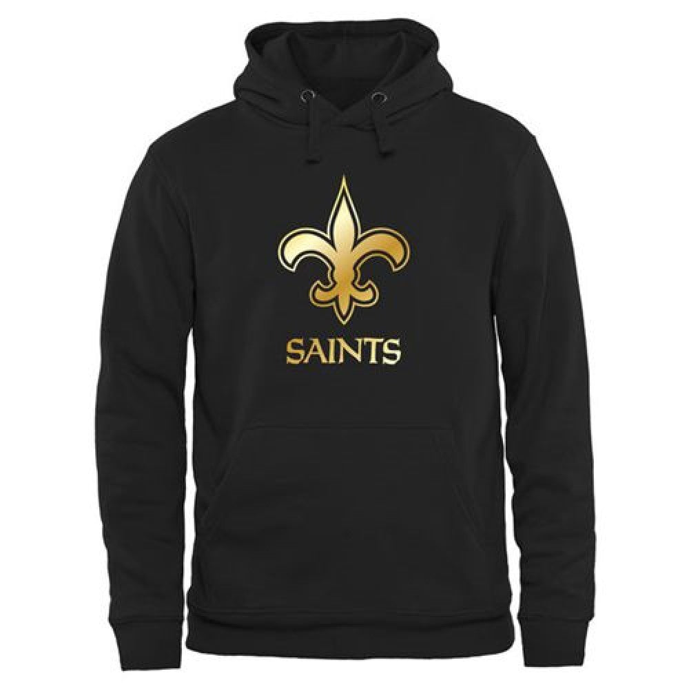 Men's New Orleans Saints Pro Line Black Gold Collection Pullover Hoodie 