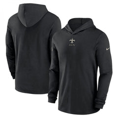 Men's New Orleans Saints Black Sideline Performance Long Sleeve Hoodie T-Shirt 