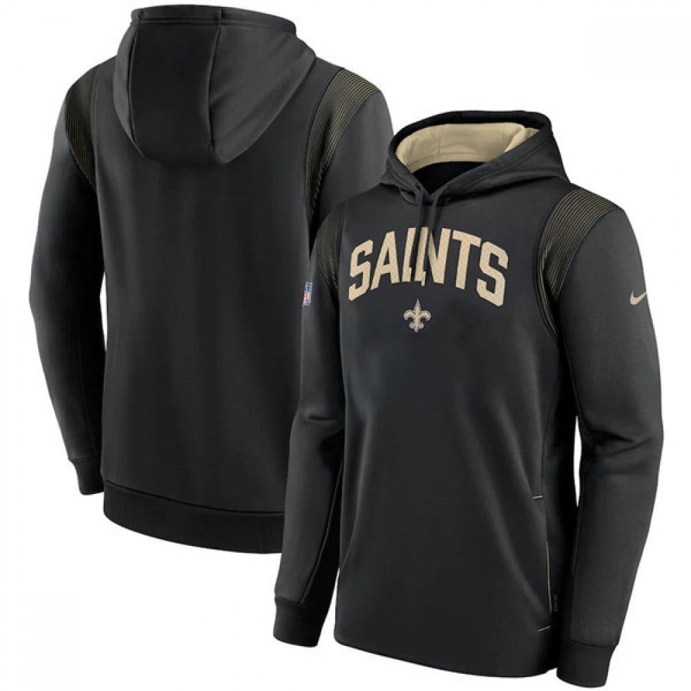 Men's New Orleans Saints Black Sideline Stack Performance Pullover Hoodie 002 