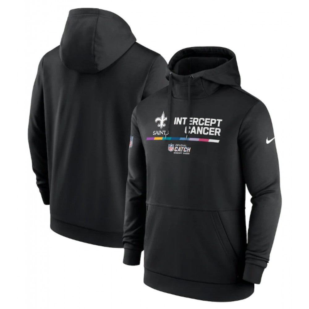 Men's New Orleans Saints 2022 Black Crucial Catch Therma Performance Pullover Hoodie 