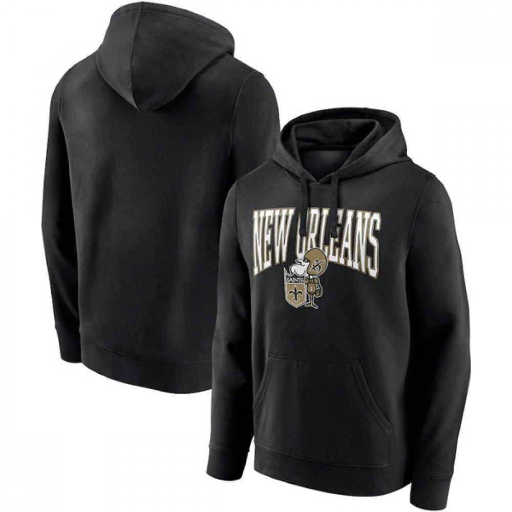 Men's New Orleans Saints Black Gridiron Classics Campus Standard Pullover Hoodie 