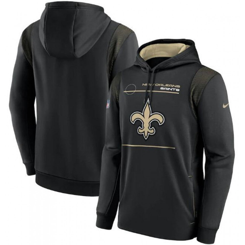 Men's New Orleans Saints 2021 Black Sideline Logo Performance Pullover Hoodie 