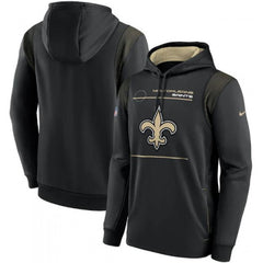 Men's New Orleans Saints 2021 Black Sideline Logo Performance Pullover Hoodie 