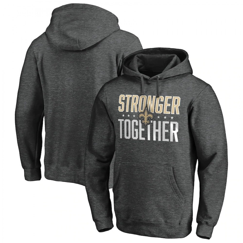Men's New Orleans Saints Heather Charcoal Stronger Together Pullover Hoodie 