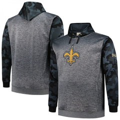 Men's New Orleans Saints Heather Charcoal Big & Tall Camo Pullover Hoodie 