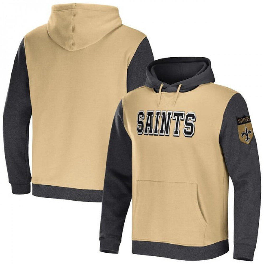 Men's New Orleans Saints x Darius Rucker Collection Gold/Charcoal Colorblock Pullover Hoodie 