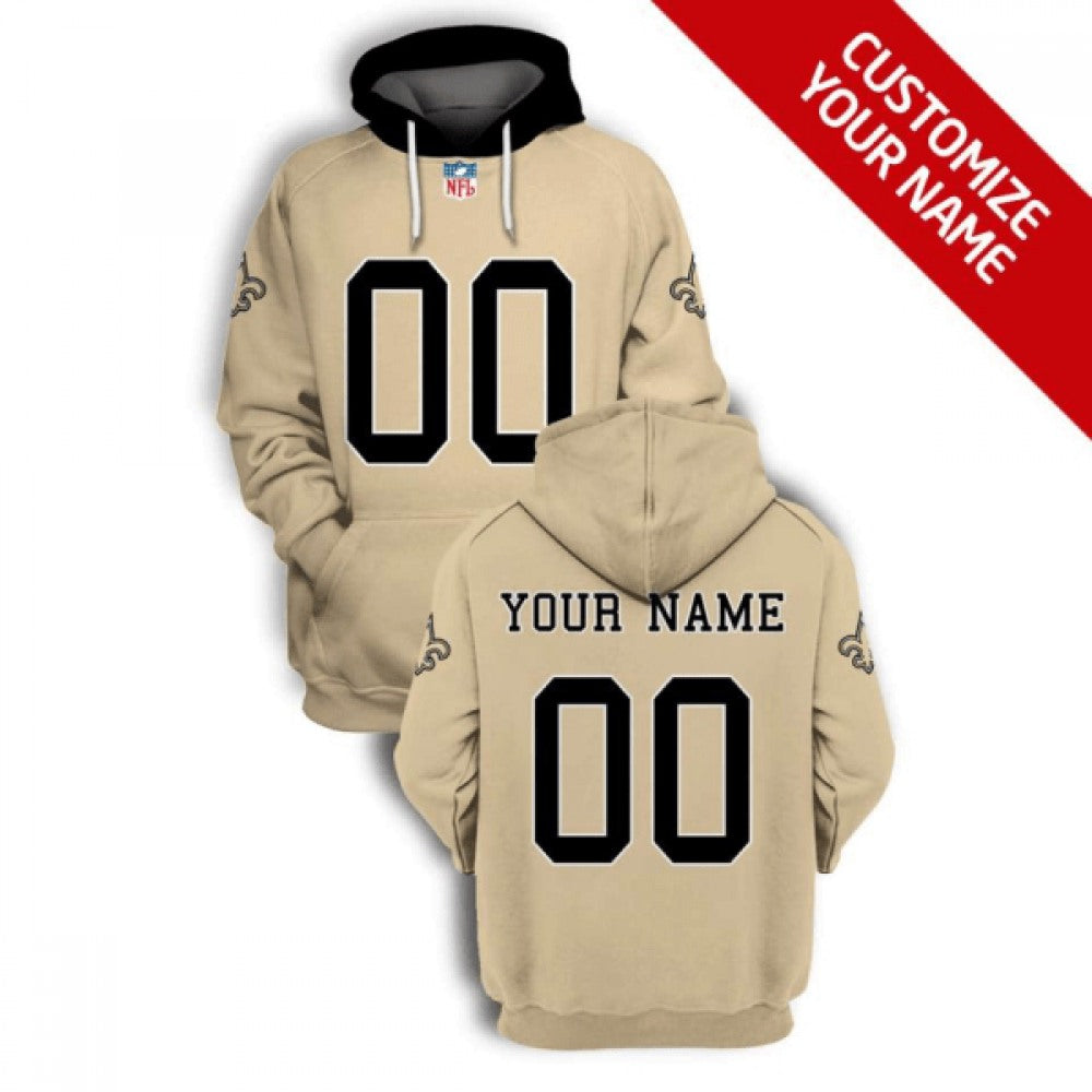 Men's New Orleans Saints Active Player Custom 2021 Gold Pullover Hoodie 
