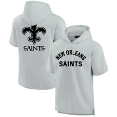 Men's New Orleans Saints Gray Super Soft Fleece Short Sleeve Hoodie 