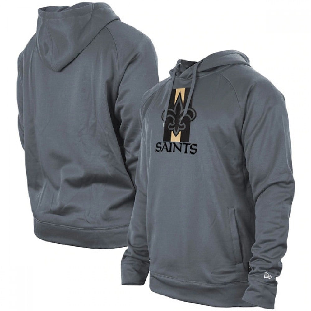Men's New Orleans Saints Gray New Era Training Camp Raglan Pullover Hoodie 