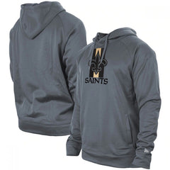 Men's New Orleans Saints Gray New Era Training Camp Raglan Pullover Hoodie 