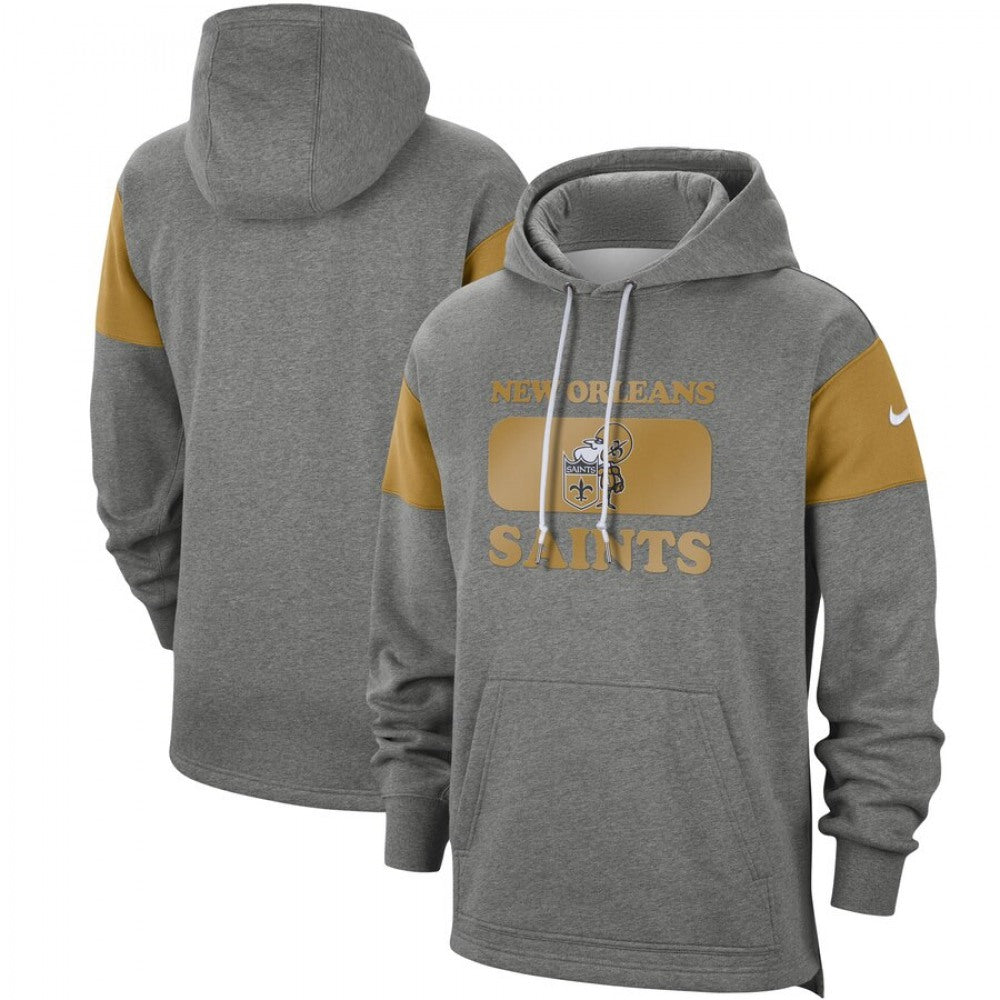 Men's New Orleans Saints 2019 Grey Fan Gear Historic Pullover Hoodie 