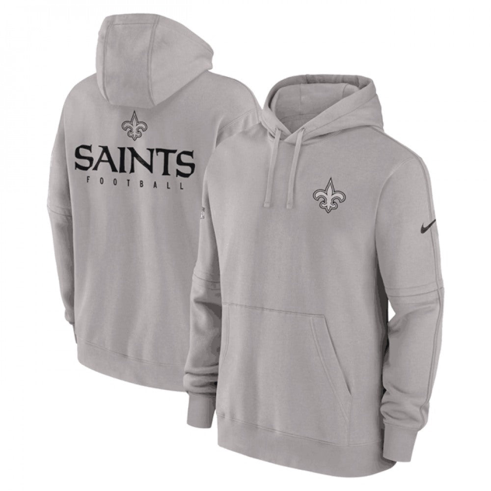 Men's New Orleans Saints Grey Sideline Club Fleece Pullover Hoodie 