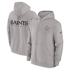 Men's New Orleans Saints Grey Sideline Club Fleece Pullover Hoodie 