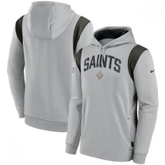 Men's New Orleans Saints Grey Sideline Stack Performance Pullover Hoodie 002 