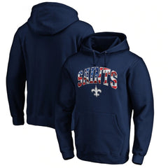 Men's New Orleans Saints Navy Banner Wave Pullover Hoodie 