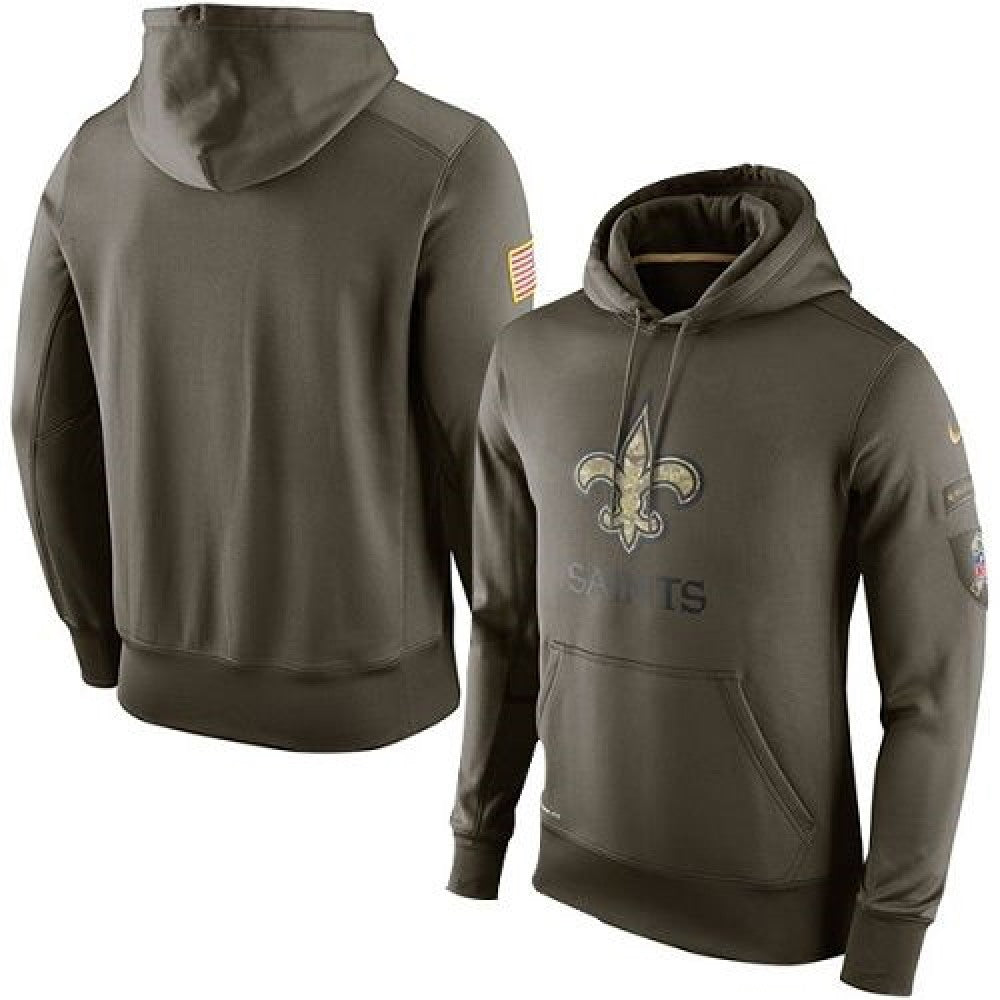 Men's New Orleans Saints Olive Salute To Service KO Performance Hoodie 