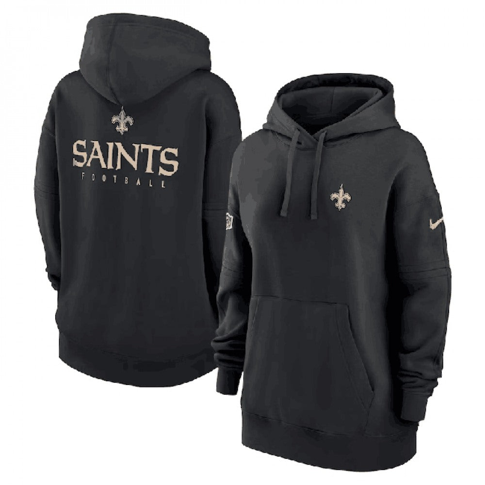 Women's New Orleans Saints Black Sideline Club Fleece Pullover Hoodie(Run Small) 