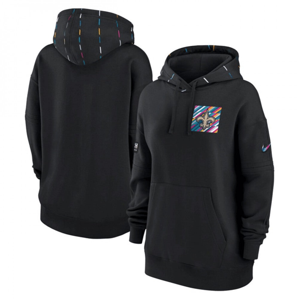 Women's New Orleans Saints Black 2023 Crucial Catch Club Pullover Hoodie(Run Small) 