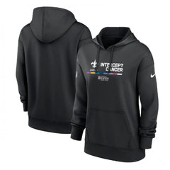 Women's New Orleans Saints 2022 Black NFL Crucial Catch Therma Performance Pullover Hoodie(Run Small) 
