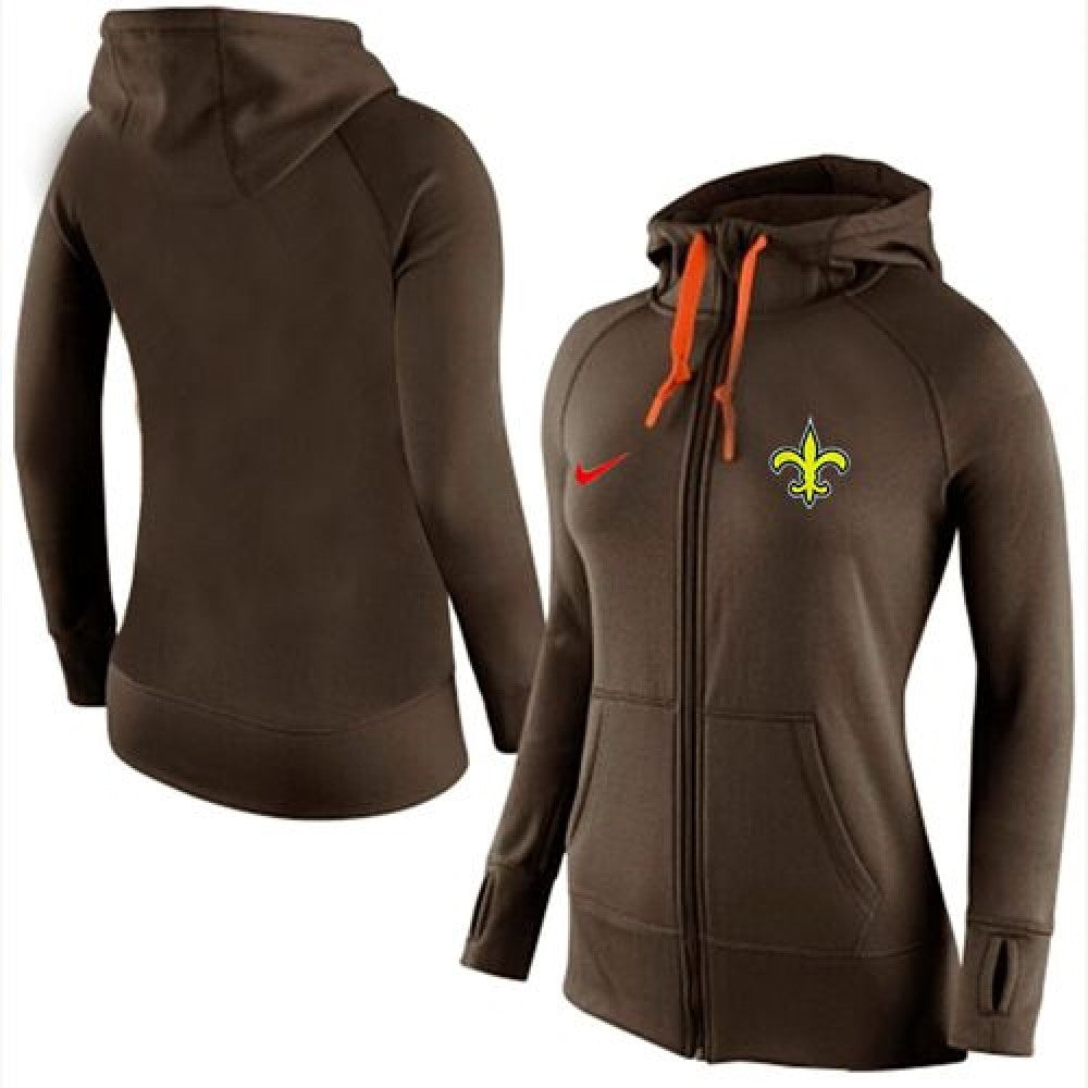 Women's New Orleans Saints Full-Zip Performance Hoodie Brown 