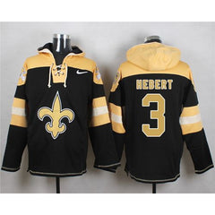 Saints #3 Bobby Hebert Black Player Pullover NFL Hoodie 
