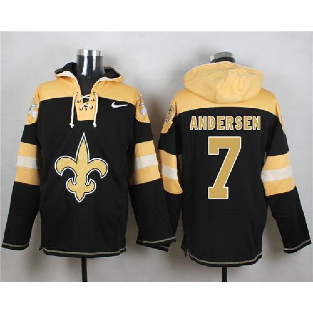 Saints #7 Morten Andersen Black Player Pullover NFL Hoodie 