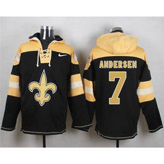 Saints #7 Morten Andersen Black Player Pullover NFL Hoodie 