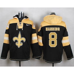 Saints #8 Archie Manning Black Player Pullover NFL Hoodie 